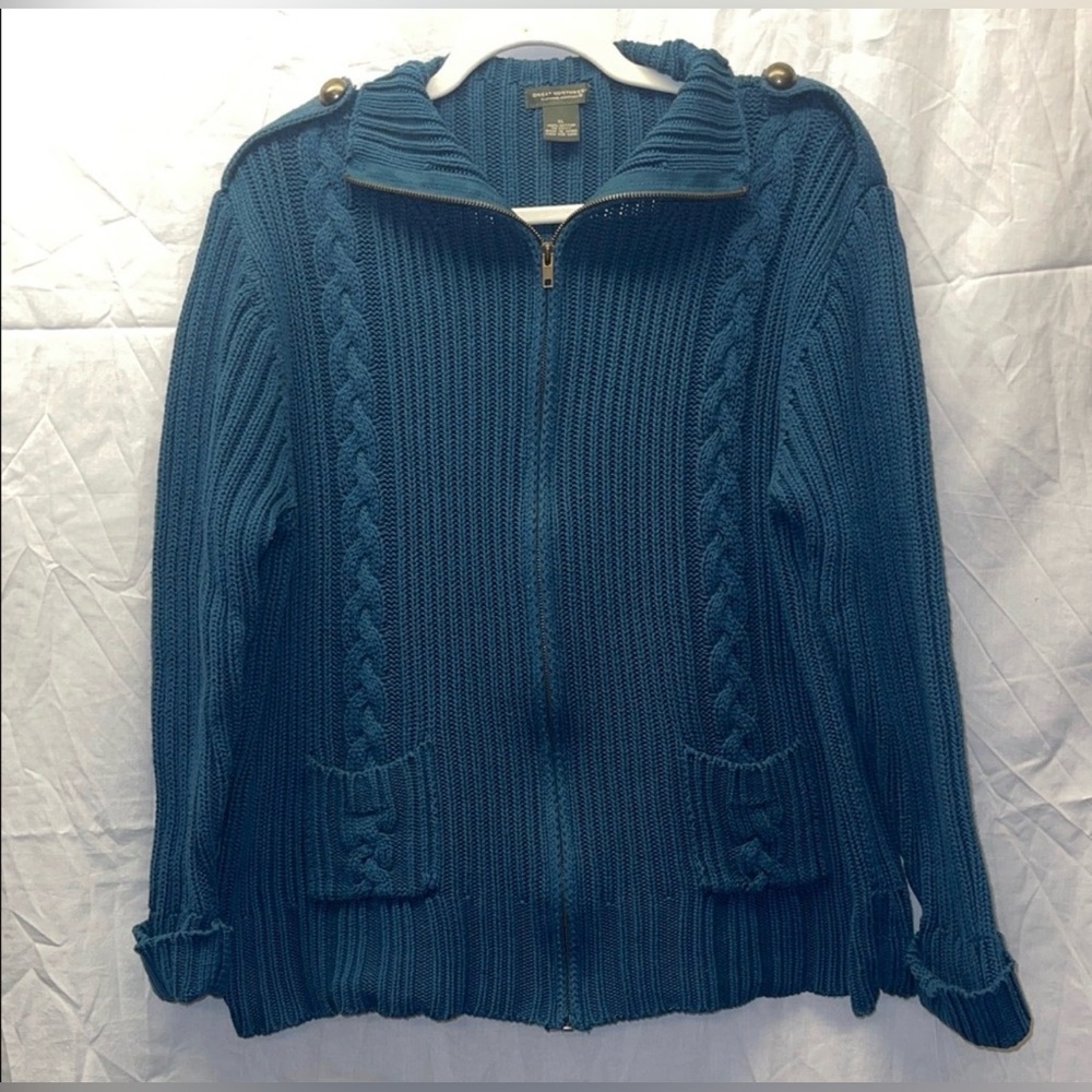 100% Cotton Great Northwest Clothing Company Blue Cable Knit Sweater
